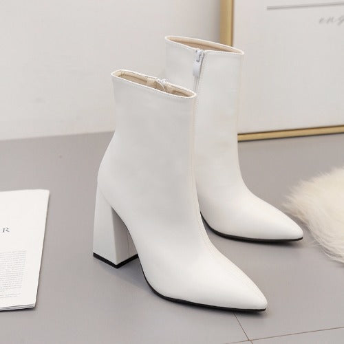 White Martin boots medium heels