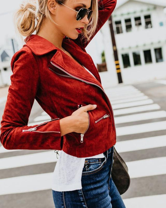 Zipper Suade short blazer