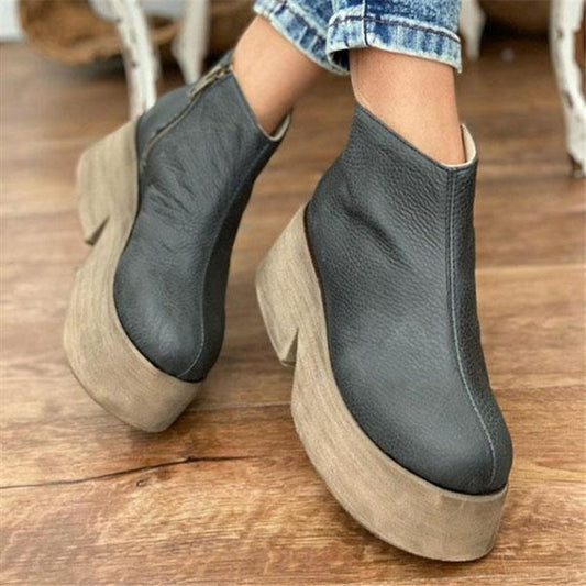 Low Round Toe Platform Women Martin Boots