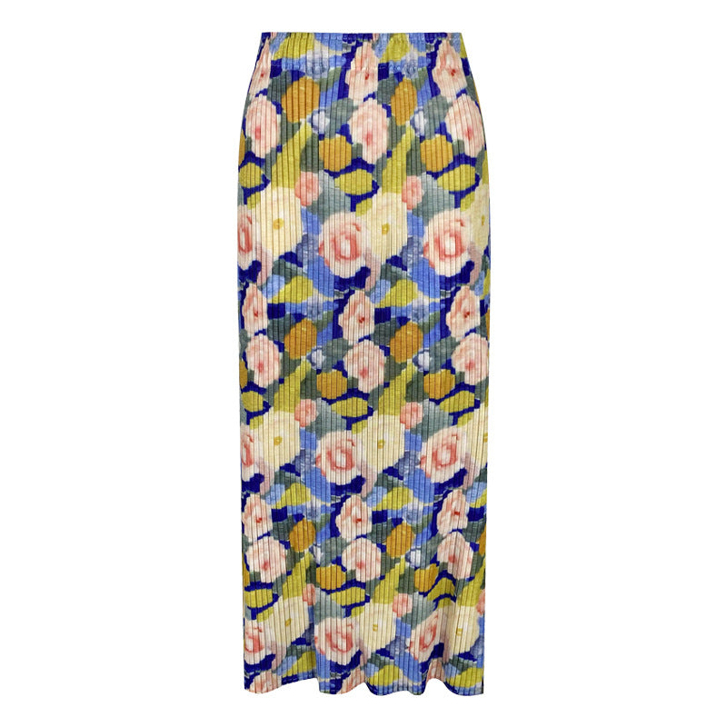 Printed High Waist Slit A- Line Skirt