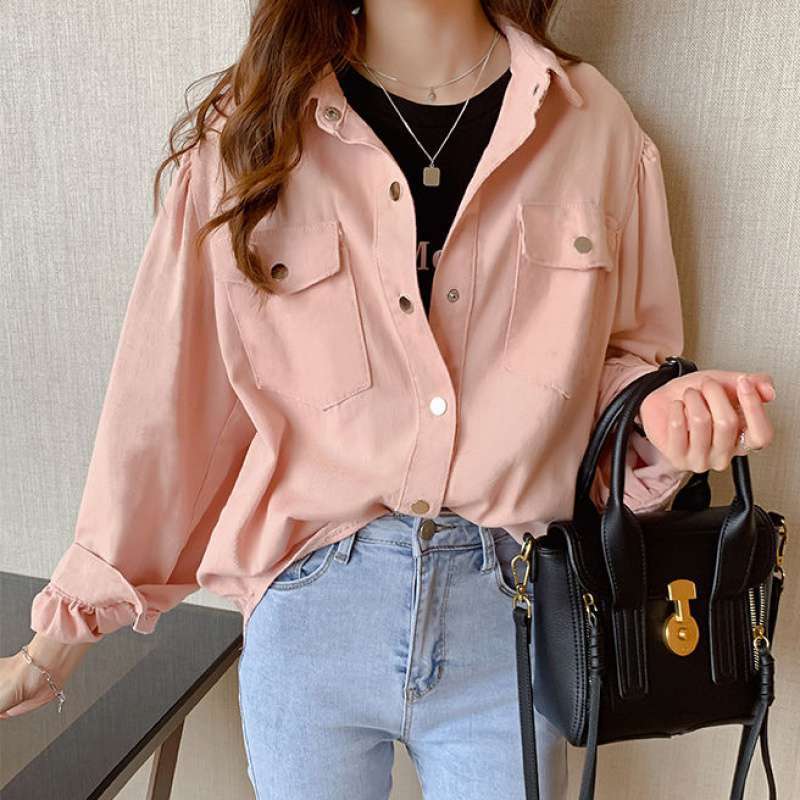 Pockets Long Sleeve Blouse