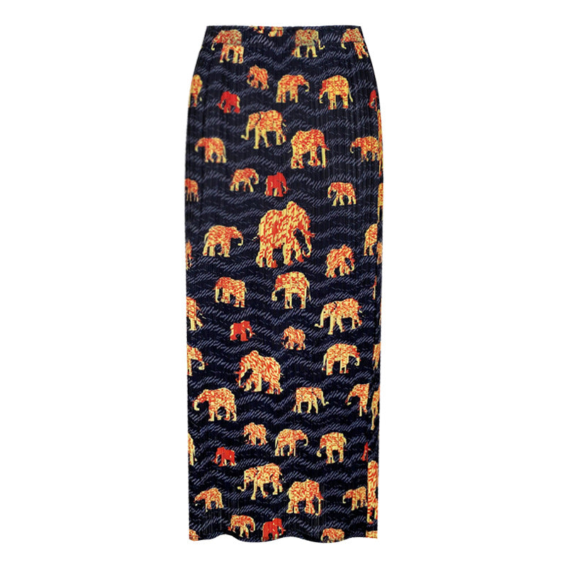 Printed High Waist Slit A- Line Skirt