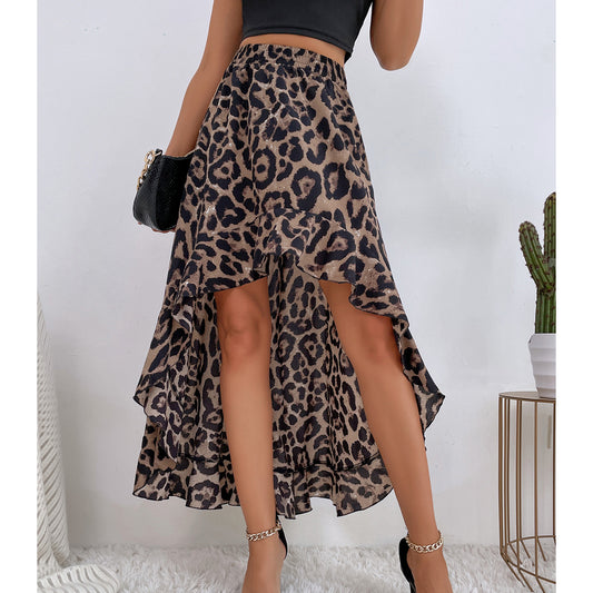 Leopard Print Satin Skirt