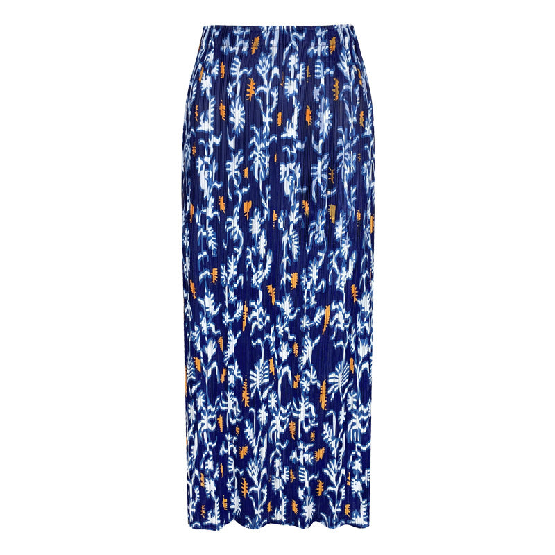 Printed High Waist Slit A- Line Skirt